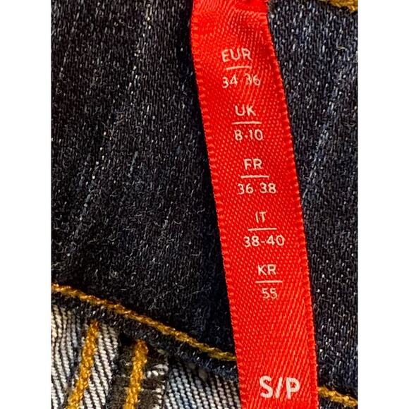 Spanx Distressed Ankle Skinny Jeans Size Small Petite Dark Wash Pull-On Raw Hem - Picture 4 of 6